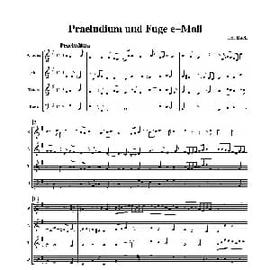 萨克斯谱 | Praeludium und Fuge e Moll 四重奏总谱 分谱 J S 巴赫