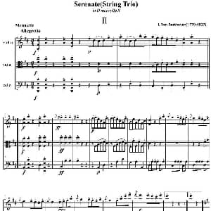 小提琴谱 | Serenate String Trio D大调弦乐三重奏Op.8,II 贝多芬