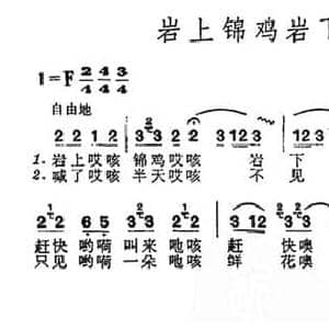 岩上锦鸡岩下钻_民歌简谱