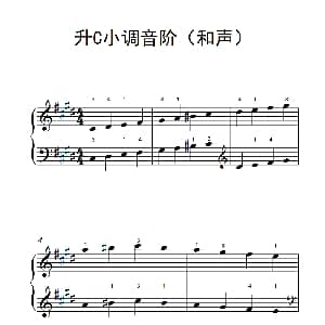 升C小调音阶 钢琴谱