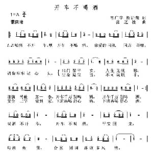 开车不喝酒_通俗唱法乐谱_词曲:韦广宇 张芝桂