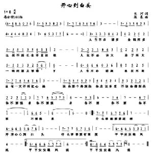 开心到白头_通俗唱法乐谱_词曲:长河 遇春