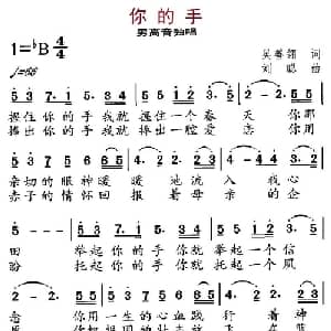 你的手_美声唱法乐谱_词曲:吴善翎 刘聪
