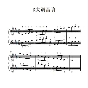 第二级 3.D大调音阶 钢琴谱