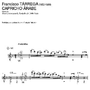 CAPRICHO ARABE Serenata AI eminente maestro D. Tomas Breton 吉他谱 弗朗西斯科 泰雷加 Francisco Tarrega 1852 1909