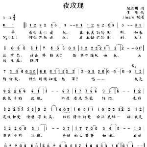 夜玫瑰_通俗唱法乐谱_词曲:陈洁明 王钢