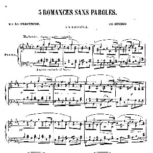 3 Romances Sans Paroles 钢琴谱 查尔斯 弗朗索瓦 古诺 Charles Francois Gounod