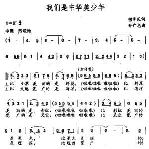 我们是中华美少年_歌曲简谱_词曲:胡泽民 孙广志