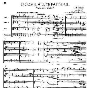 小提琴谱 | O COME, ALL YE FAITHFUL 弦乐四重奏 Marshall Ocker