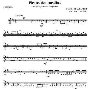 萨克斯谱 | 加勒比海盗 四重奏之次中音萨克斯分谱