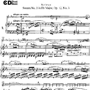 小提琴谱 | Violin Sonata No.3 in Eb Major Op.12 No.3 小提琴 钢琴伴奏