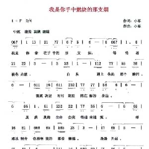 我是你手中燃烧的那支烟_通俗唱法乐谱_词曲:小草 小草