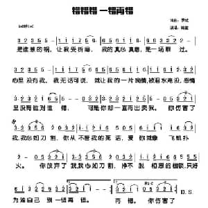 错错错一错再错_通俗唱法乐谱_词曲:罗斌 罗斌