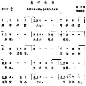 胸怀大志_通俗唱法乐谱_词曲:黄沾 顾嘉辉