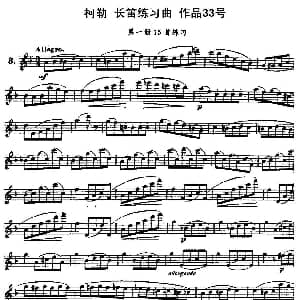 长笛曲谱 | 柯勒长笛练习曲作品33号 第一册 3 埃内斯托 柯勒 ERNESTO KOEHLER