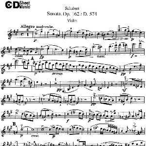 小提琴谱 | Violin Sonata in A major Op.162 D.574