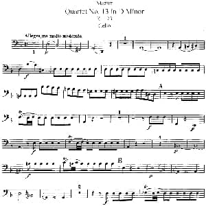 小提琴谱 | Mozart Quartet No.13 in D Minor,K.173 Cello分谱