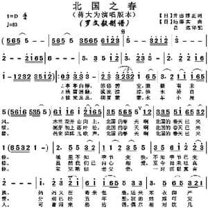 北国之春_歌曲简谱_词曲:井出博正 远藤实
