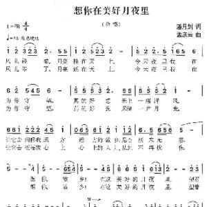 想你在美好月夜里_歌曲简谱_词曲:潘月剑 孟庆云