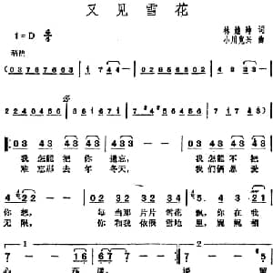 邓丽君演唱金曲 又见雪花_通俗唱法乐谱_词曲:林煌坤 日 小川宽兴