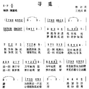 寻觅_通俗唱法乐谱_词曲:林红 王光兴