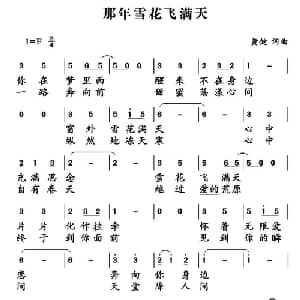 那年雪花飞满天_通俗唱法乐谱_词曲:黄健 黄健