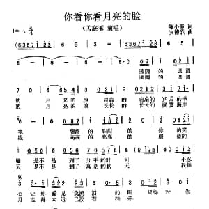 你看你看月亮的脸_通俗唱法乐谱_词曲:陈小霞 安德烈