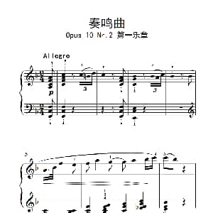 奏鸣曲 Opus 10 Nr.2 第一乐章 钢琴谱 贝多芬