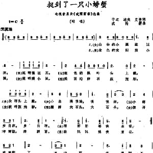 捉到了一只小螃蟹_儿歌乐谱_词曲:于之 冰夫 史俊 沈传薪