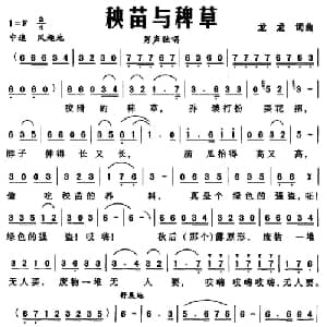 秧苗与稗草_通俗唱法乐谱_词曲:龙龙 龙龙