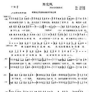 西北风_合唱歌谱_词曲:刘瓦碴 祝云英