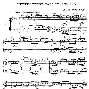 FIFTEEN THREE PART INVETIONS之四 钢琴谱 Bach 巴赫