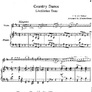 小提琴谱 | Country Dance 小提琴 钢琴伴奏 C.M. von Weber曲 Mischa Elman改编