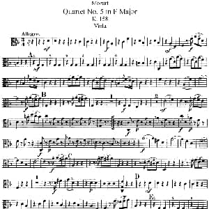 小提琴谱 | Mozart Quartet No.5 in F Major,K.158 Viola分谱