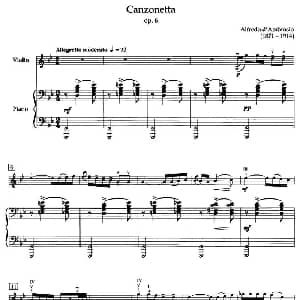 小提琴谱 | Canzonetta Op.6 短歌 小提琴 钢琴伴奏 Alfredo d'Ambrosio 安布罗西奥