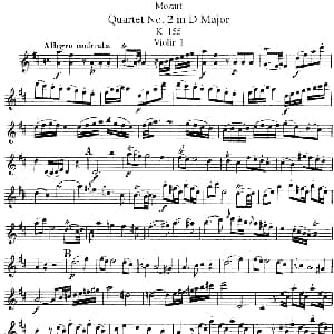 小提琴谱 | Mozart Quartet No.2 in D Major,K.155 Violin 1分谱