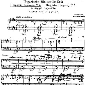 李斯特 匈牙利狂想曲 Hungarian Rhapsodies S.244 No.2 钢琴谱 李斯特