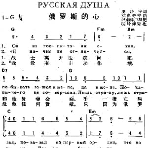 俄罗斯的心 前苏联 _外国歌谱_词曲:奥沙宁作词 佩娟译词 克鲁奇宁作曲 卢双配歌