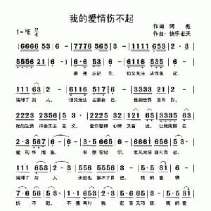 我的爱情伤不起_通俗唱法乐谱_词曲:阿彪 快乐老天