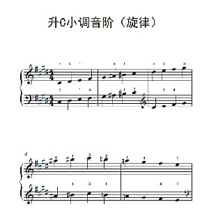 升C小调音阶 钢琴谱