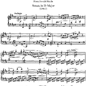 海顿 钢琴奏鸣曲 Hob XVI 51 in D major 钢琴谱 海顿