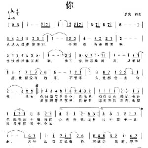你_通俗唱法乐谱_词曲:罗剑 罗剑