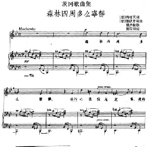茨冈歌曲集:森林四周多么宁静_外国歌谱_词曲: 捷 海杜克词 樊莘译词 捷 德沃夏克曲 杜声配歌