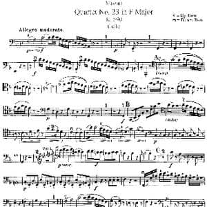 Mozart Quartet No.23 in F Major,K.590 _歌谱投稿