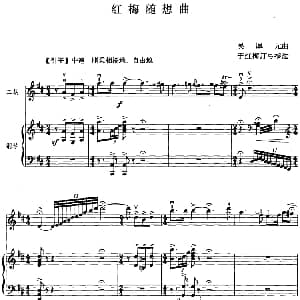 二胡谱 | 红梅随想曲 二胡 钢琴伴奏 吴厚元曲 于红梅订弓指法