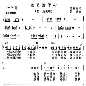谁明浪子心_通俗唱法乐谱_词曲:潘源良 王杰