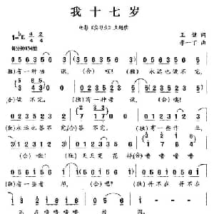 我十七岁_通俗唱法乐谱_词曲:王健 李一丁