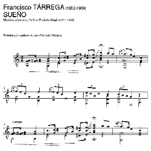 SUENO Mazurka sobre opus 7 n1 de Frederic Chopin 吉他谱 弗朗西斯科 泰雷加 Francisco Tarrega 1852 1909