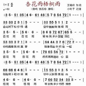杏花雨梧桐雨_歌谱投稿_词曲:王晓岭