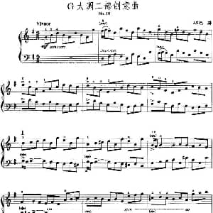 手风琴谱 | 手风琴复调作品 G大调二部创意曲 J.S.巴赫